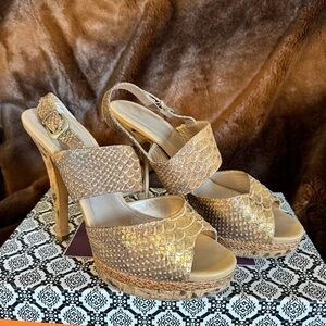 Size 10 Isolá platform heels open toe.